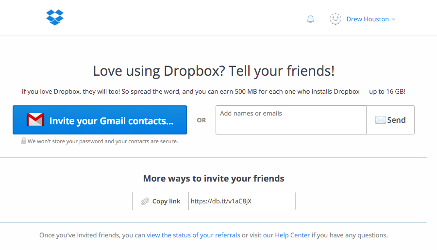 Dropbox Referrals Growth Hacking