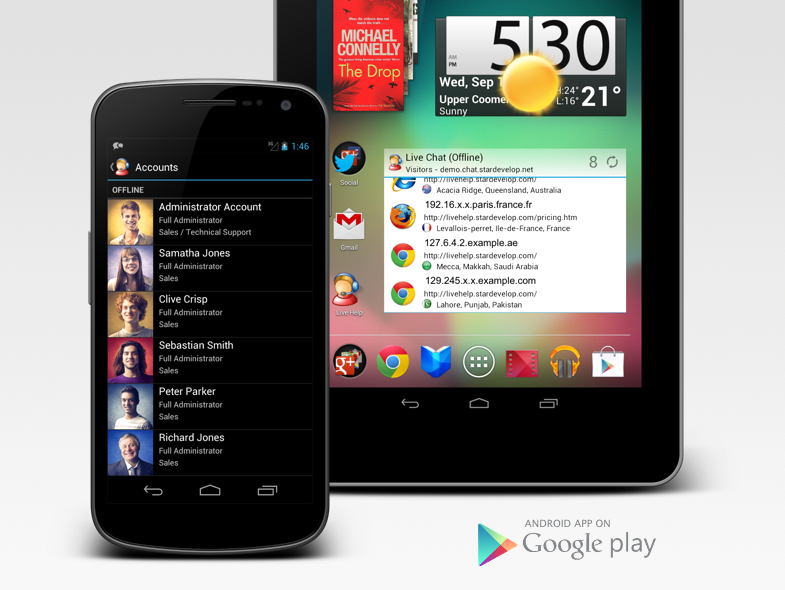 Live Help Android App - Nexus 7 and Galaxy Nexus
