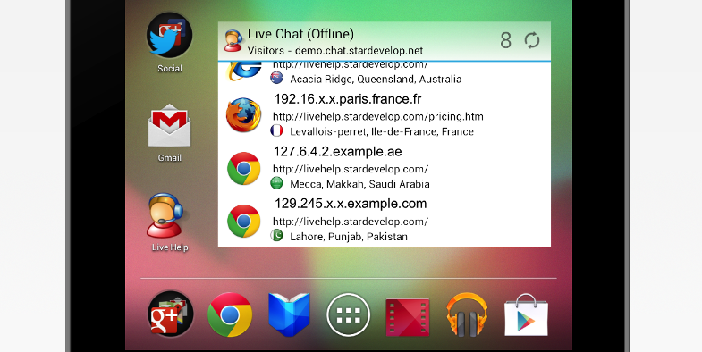 Live Help Android App - Visitors Widget