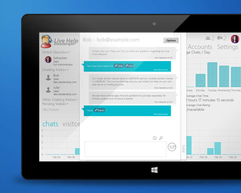Live Help Windows Store Chat Tabs